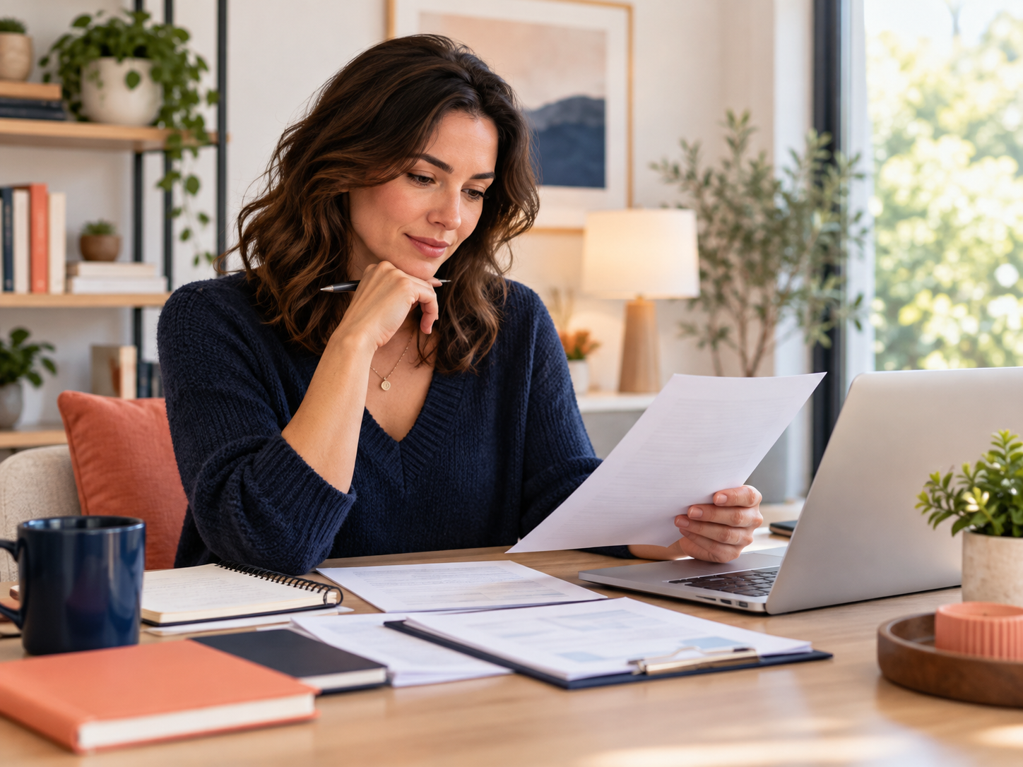 A consumer reviewing service details before making a decision